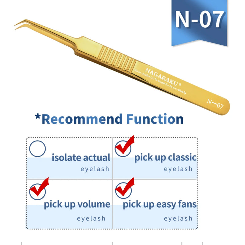 NAGARAKU Stainless Steel Straight Curved Nail Volume Eyelash Accurate Tweezers Nippers Pointed Clip Set Makeup Tools
