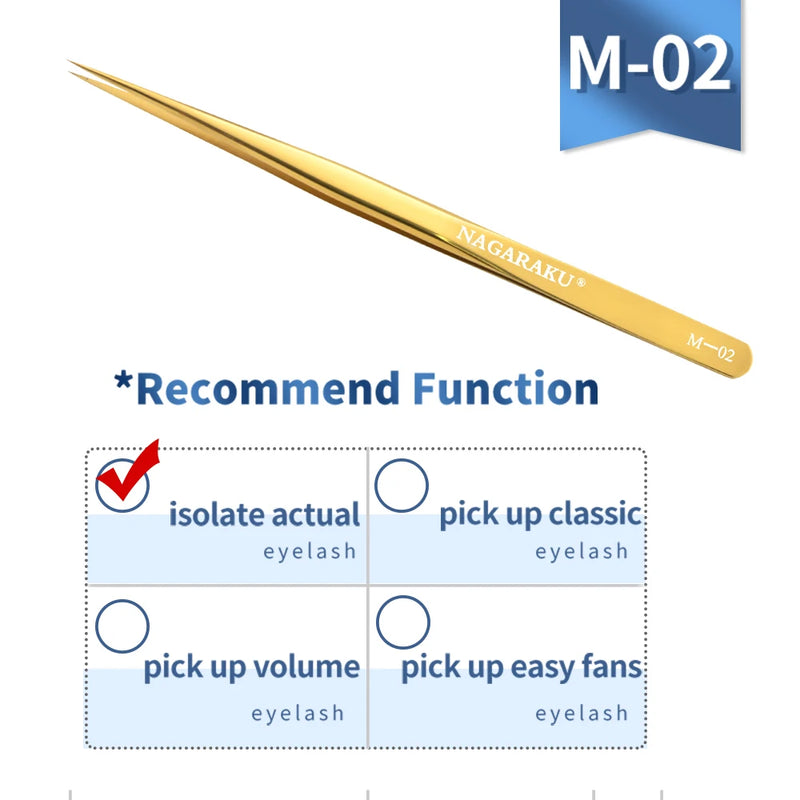 NAGARAKU Stainless Steel Straight Curved Nail Volume Eyelash Accurate Tweezers Nippers Pointed Clip Set Makeup Tools