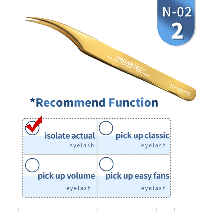 NAGARAKU Stainless Steel Straight Curved Nail Volume Eyelash Accurate Tweezers Nippers Pointed Clip Set Makeup Tools