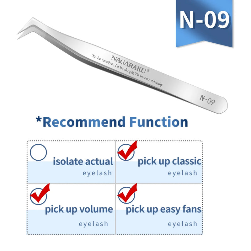 NAGARAKU Stainless Steel Straight Curved Nail Volume Eyelash Accurate Tweezers Nippers Pointed Clip Set Makeup Tools