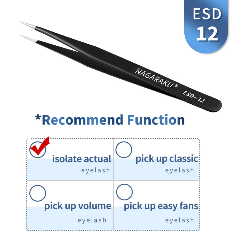 NAGARAKU Stainless Steel Straight Curved Nail Volume Eyelash Accurate Tweezers Nippers Pointed Clip Set Makeup Tools