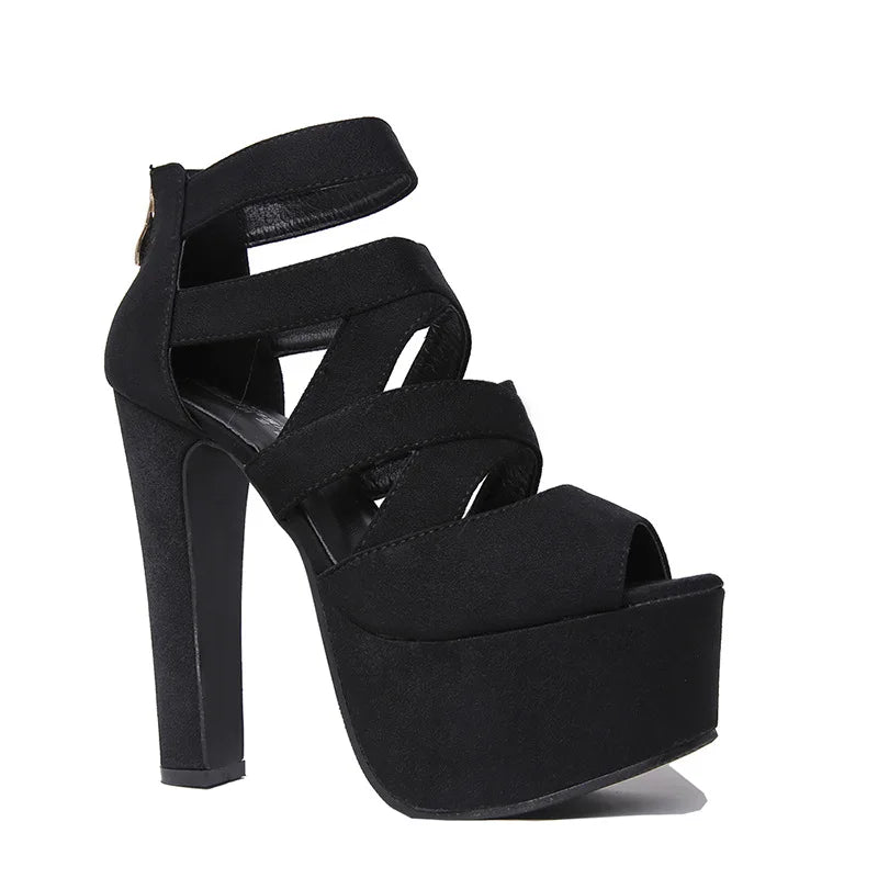 Sapatos de Salto Alto com Estilo Boca de Peixe - Sandálias de Moda para Verão/Primavera