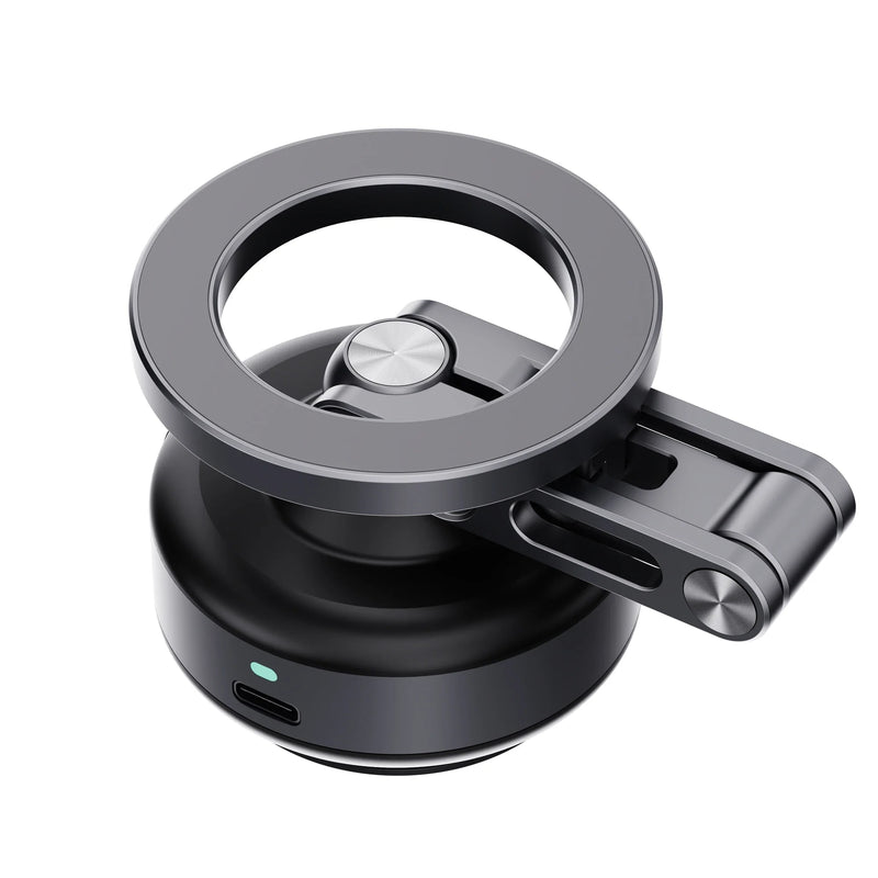 Suporte de Celular Magnético com Adsorção a Vácuo para Carro - Dobrável com Rotação 360 Graus em Liga de Alumínio.