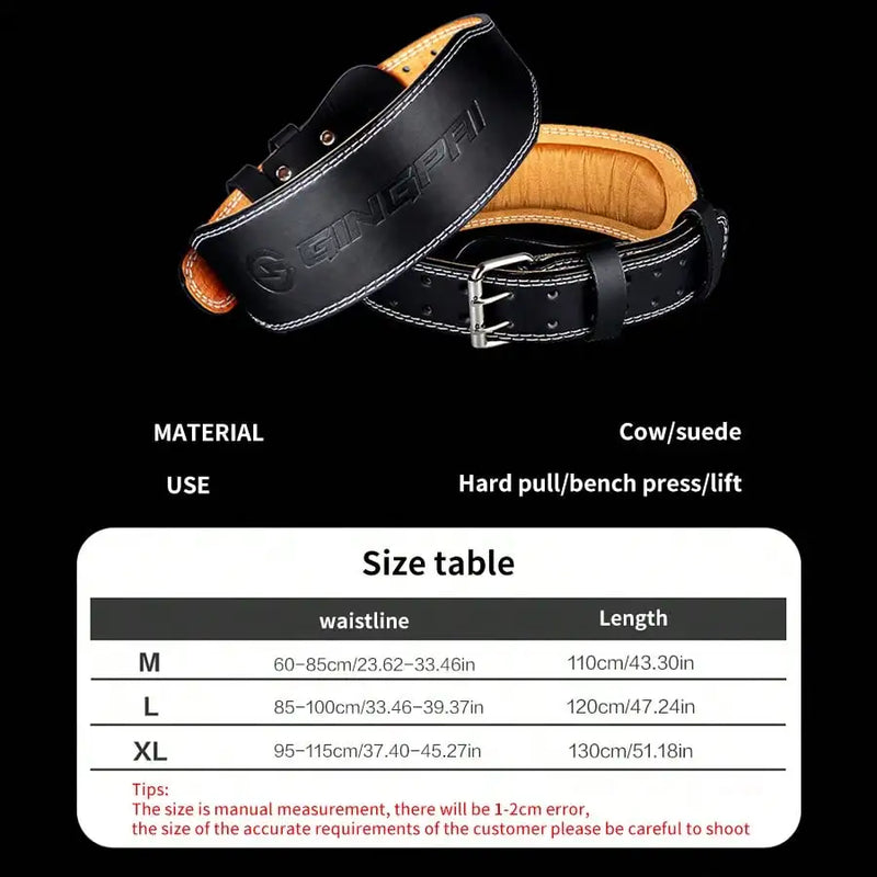 Cinto de Couro para Fitness de 10cm de Largura

- Cinto de treinamento de cintura para agachamento e puxada intensa
- Equipamento de proteção para esportes de força e levantamento de peso
- Fechamento rápido e fácil
- Id