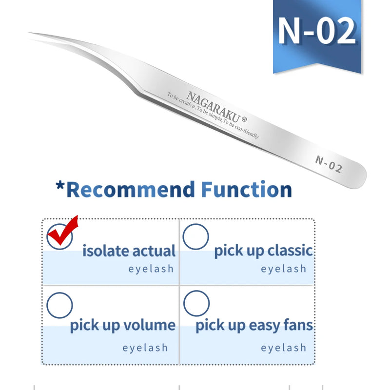 NAGARAKU Stainless Steel Straight Curved Nail Volume Eyelash Accurate Tweezers Nippers Pointed Clip Set Makeup Tools