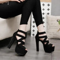 Sapatos de Salto Alto com Estilo Boca de Peixe - Sandálias de Moda para Verão/Primavera