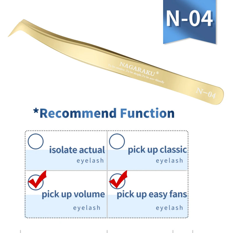 NAGARAKU Stainless Steel Straight Curved Nail Volume Eyelash Accurate Tweezers Nippers Pointed Clip Set Makeup Tools