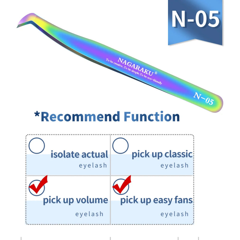 NAGARAKU Stainless Steel Straight Curved Nail Volume Eyelash Accurate Tweezers Nippers Pointed Clip Set Makeup Tools